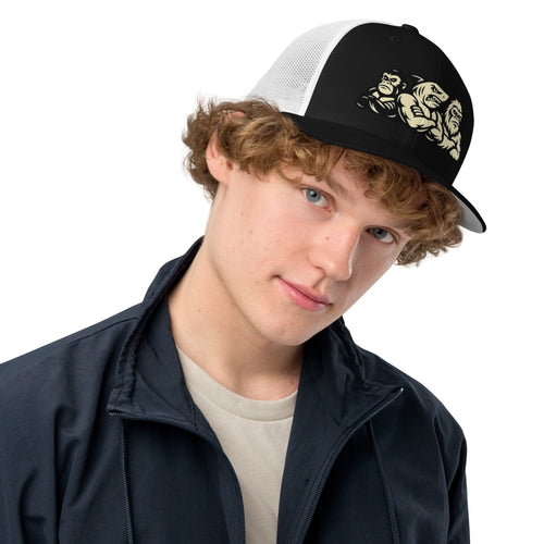 Gorilla — Gorra trucker en negro y blanco, vista frontal