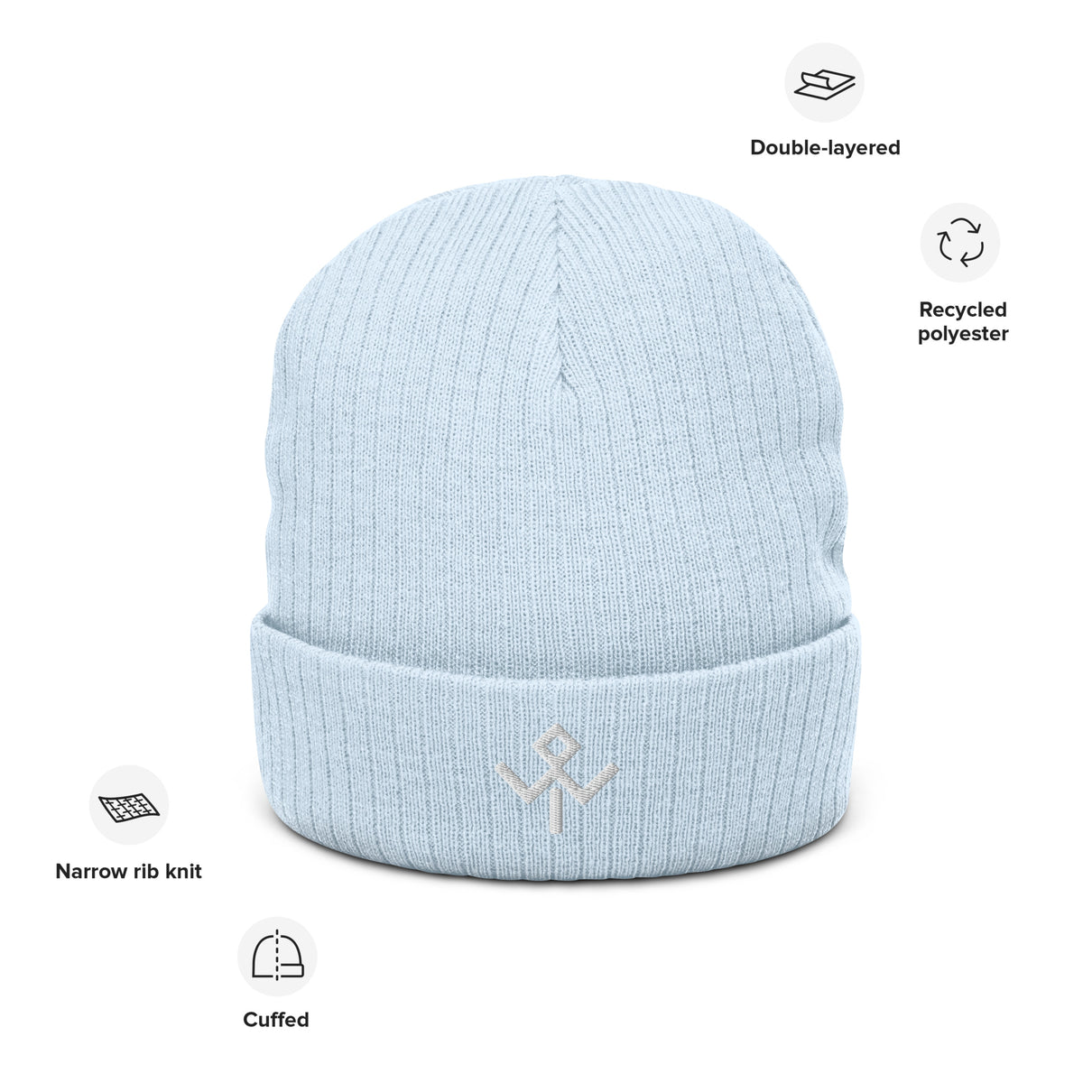 Wild Tribu — Gorro de punto en azul claro, vista frontal