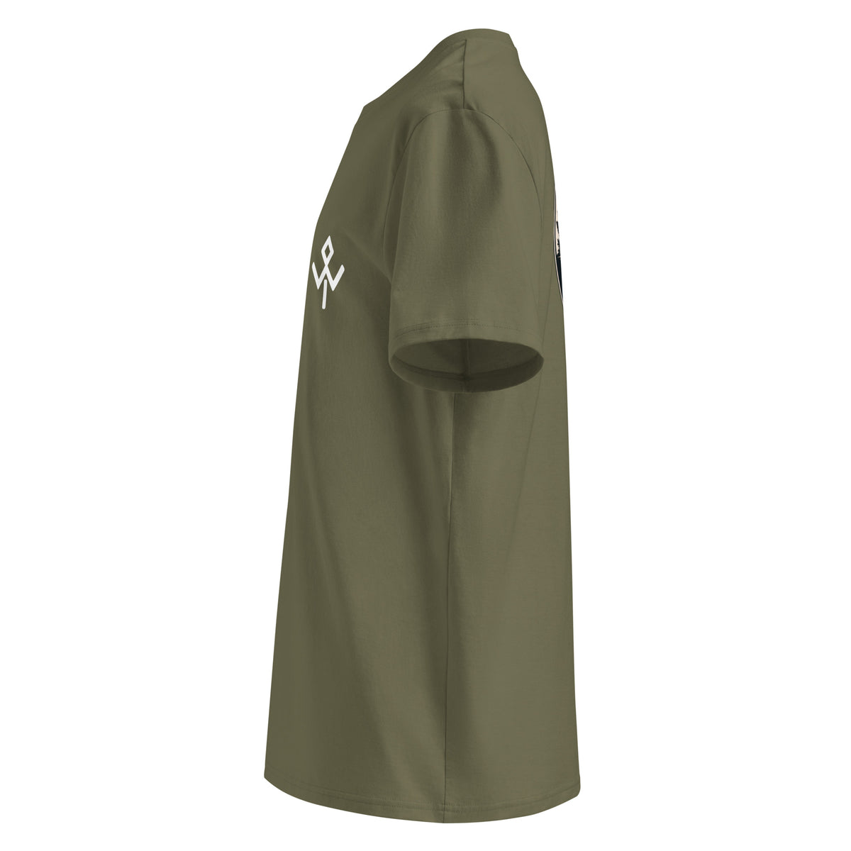 Camiseta orgánica Mentawai Hero de Wild Tribu en caqui, vista lateral izquierda.