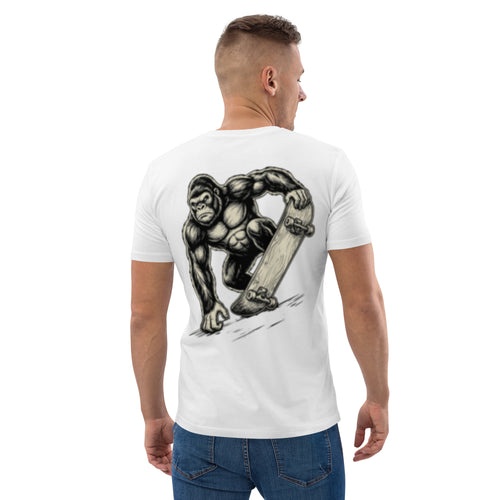 Gorilla Skate — Camiseta orgánica | Skate en blanco, vista trasera