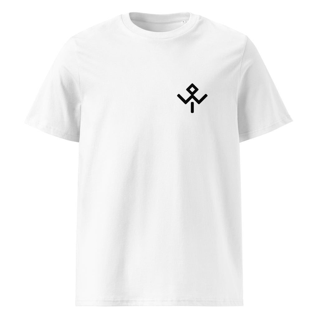 Camiseta orgánica Bank Vaults Mentawai en blanco, vista frontal.