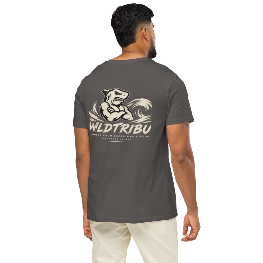 Shark Hero — Camiseta orgánica | Hero en antracita, vista trasera