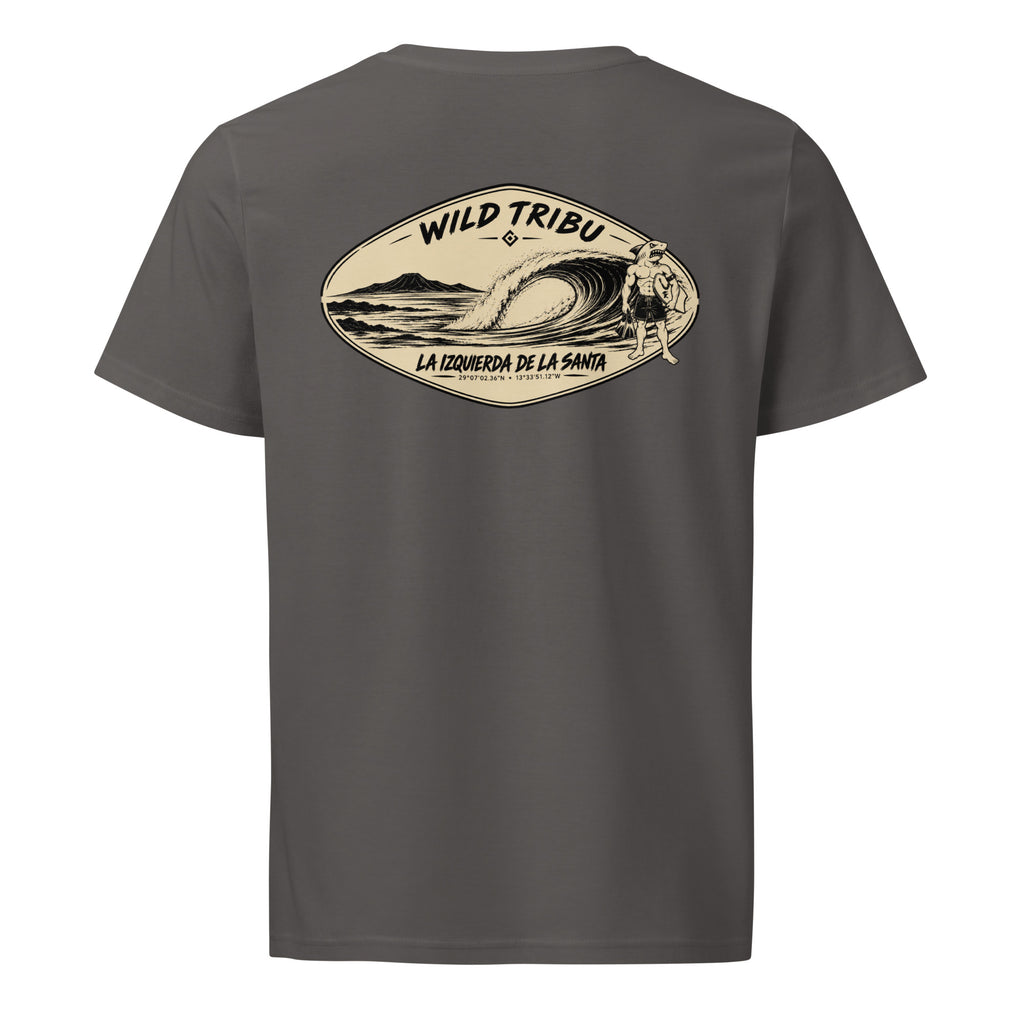 La Izquierda de La Santa — Camiseta orgánica | Bodyboard en antracita, vista trasera