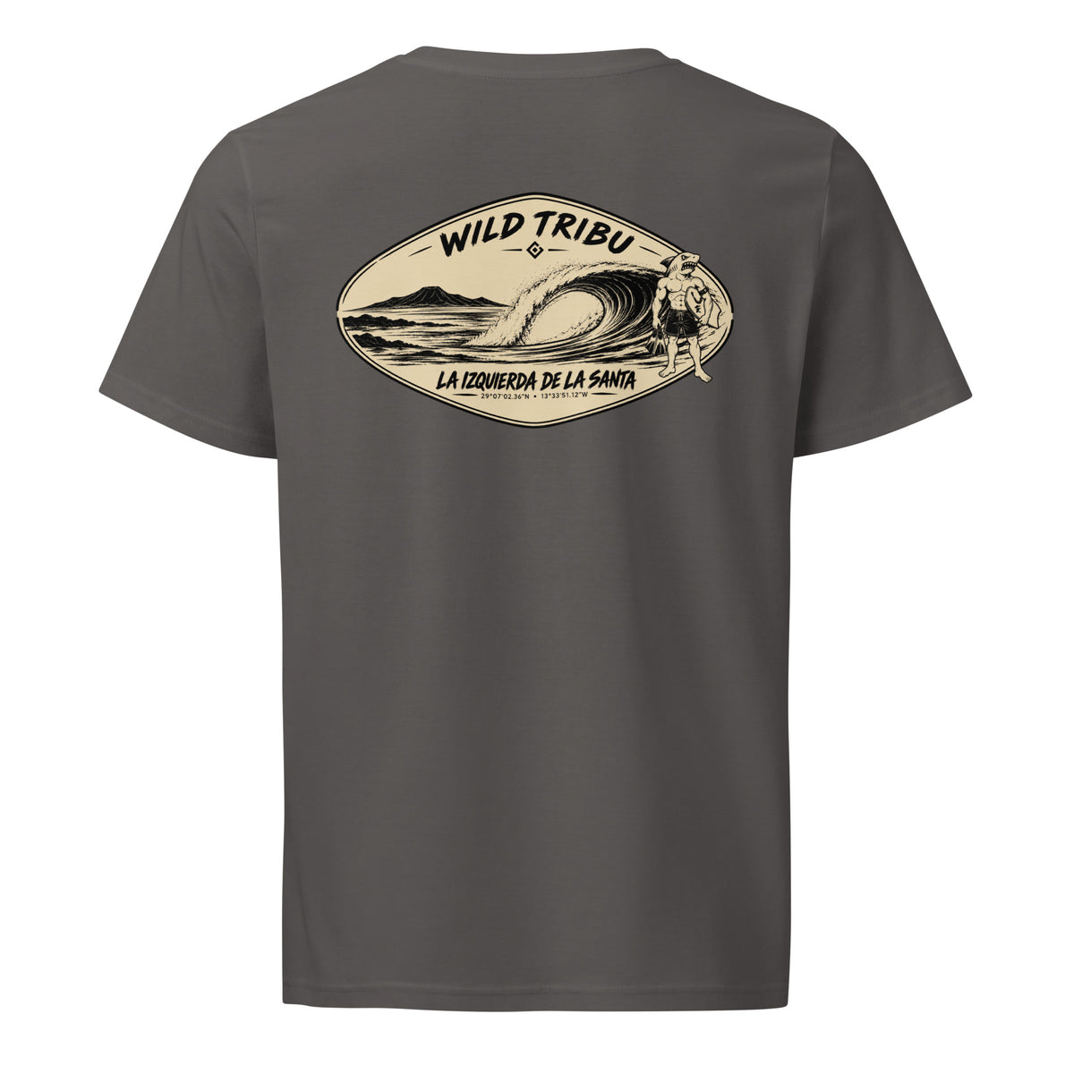 La Izquierda de La Santa — Camiseta orgánica | Bodyboard en antracita, vista trasera