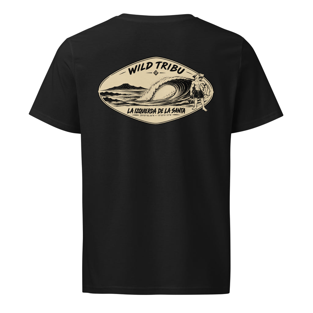 La Izquierda de La Santa — Camiseta orgánica | Bodyboard en negro, vista trasera