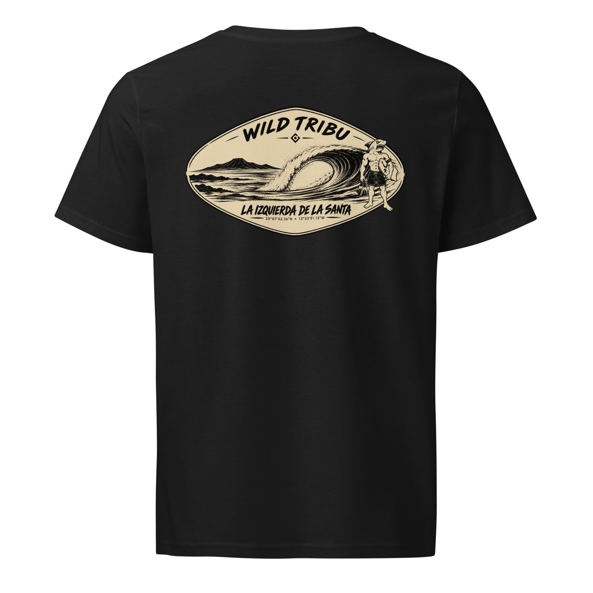 La Izquierda de La Santa — Camiseta orgánica | Bodyboard en negro, vista trasera