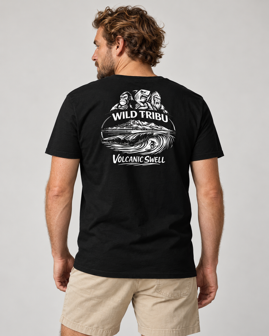 Volcanic Swell Dark — fotografía de catálogo, vista trasera sobre modelo
